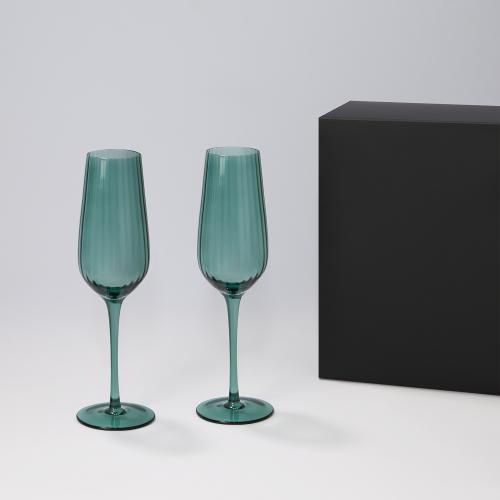 Подарочный набор 2 бокала для шампанского Капри (Capri) в черной коробке