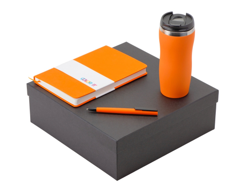 Подарочный набор c блокнотом С2, ручкой и термокружкой Mony Steel, оранжевый