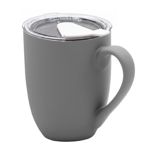 Кружка с крышкой Velvet Duo, Тёмно-серый/белый