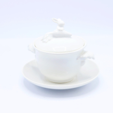 Бульонница "Кролик - Везунчик" с тарелкой, Белый