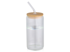 Ёмкость Mirage из боросиликатного стекла объемом 500 мл с одинарными стенками и крышкой из бамбука - Прозрачный