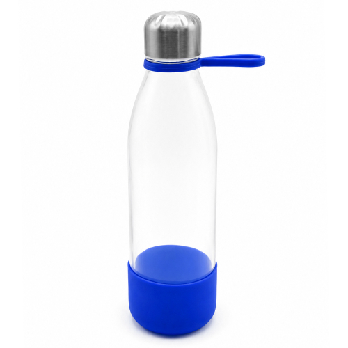 Бутылка стеклянная с манжетой и держателем Glassy, Синий