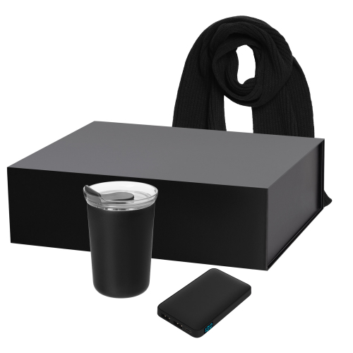 Подарочный набор Страда (Strada), Анкор (Ancor), Форгес (Forges), черный (термокружка, аккумулятор, шарф)