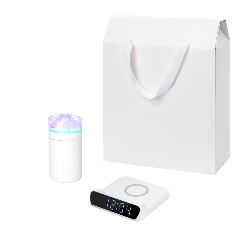 Подарочный набор Кристалл, Ригель (Crystal, Rigel), белый (увлажнитель воздуха, зарядное устройство)