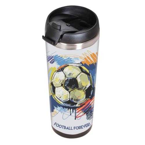 Термокружка IDEA под полиграфическую вставку, 420 мл, нержавеющая сталь/пластик, прозрачный