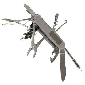 Нож складной с компасом и фонариком, многофункциональный, металл, резина, серый