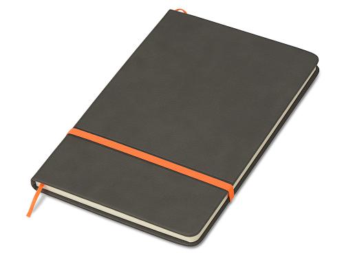 Блокнот Color линованный А5 в твердой обложке с резинкой, серый/оранжевый