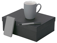 Подарочный набор c кружкой, пластиковой ручкой и повербанком С2, 10000 mAh, серый