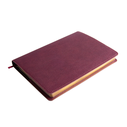 Ежедневник недатированный портфолио Mark, А5, бордовый, кремовый блок, золотой срез, бордовый