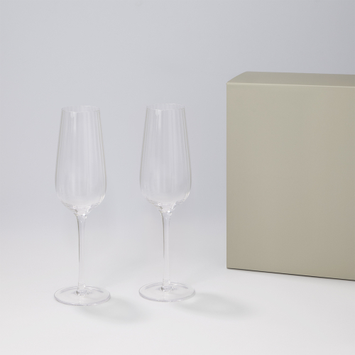 Подарочный набор 2 бокала для шампанского Бланш (Blanche) в серой коробке
