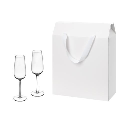 Подарочный набор 2 бокала для шампанского Бланш (Blanche) в большом подарочном пакете