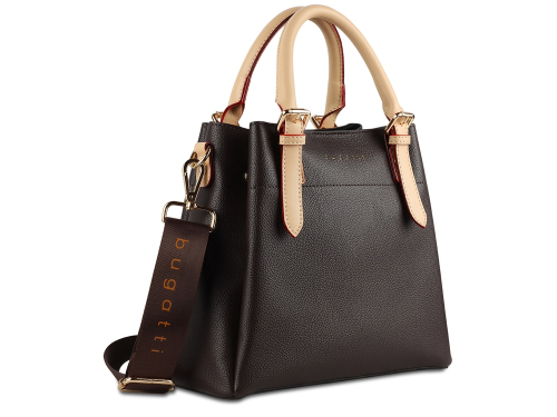 Сумка женская BUGATTI ЭЛЛА | ELLA, тёмно-коричневая, полиуретан, 27х12х23,5 см