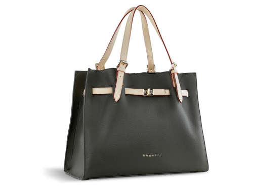 Сумка наплечная женская BUGATTI ЭЛЛА | ELLA, оливковая, полиуретан, 37,5х13,5х28 см