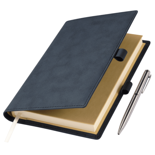 Ежедневник-портфолио Клип (Clip NEO) недатированный в подарочной коробке, синий (в комплекте ручка Sonata BP серебро)