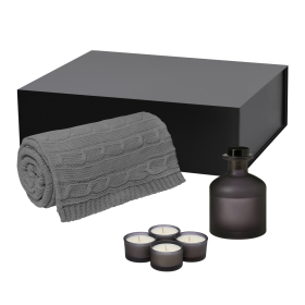 Подарочный набор Sento, Fado, серый (свеча, диффузор, плед)