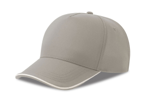 Бейсболка RECY FIVE PIPING, 5 клиньев, застежка-липучка, серый, белый