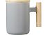Кружка с ручкой и крышкой из каучукового дерева Jeny, серый