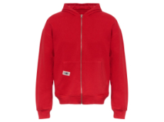 Толстовка оверсайз с капюшоном на молнии Monaco, красный, лейбл, бренд тайп и термотрансфер