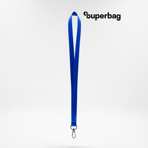 Лента для бейджа Flat, с карабином (синий)