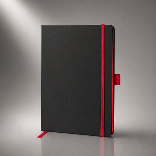 Блокнот ColorNote Black, твердая обложка A5, 80 листов, черный с красным