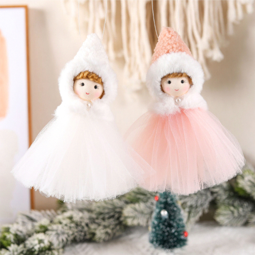 Новогоднее украшение рождественские ангелы Снойзи (набор 2шт), белый/розовый