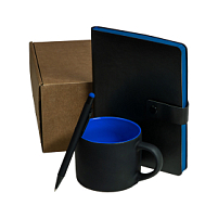 Набор подарочный DYNAMIC: кружка, ежедневник, ручка,  стружка, коробка, черный/синий, черный, синий