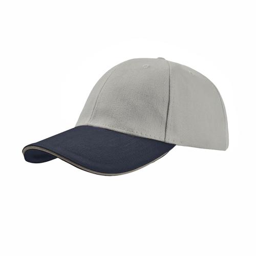 Бейсболка LIBERTY SANDWICH, 6 клиньев, сэндвич, металлическая застежка, серый, синий