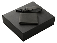 Подарочный набор Long River: кошелек, ремешок для ключей (без лого Long River), черная коробка