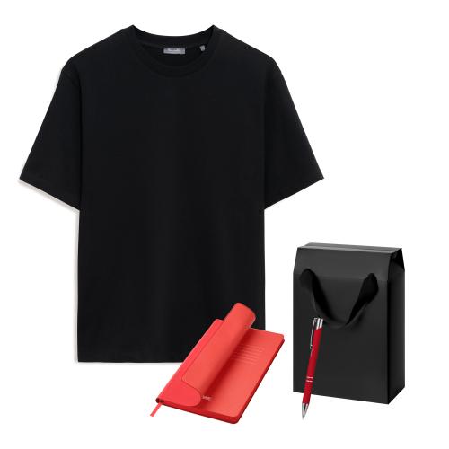 Набор с одеждой Раст (Rust) (футболка, ежедневник, ручка), красный/черный, M
