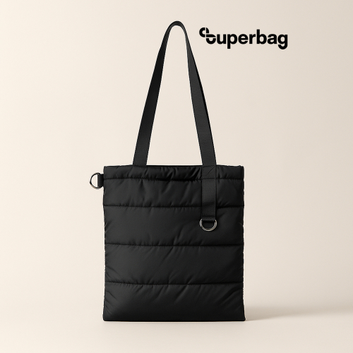 Шоппер Superbag Bubble, стёганый, с магнитной кнопкой (черный)