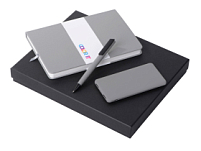 Подарочный набор c блокнотом С2, ручкой и повербанком 5000 mAh, серый