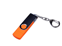 USB-флешка на 64 ГБ поворотный механизм, c двумя дополнительными разъемами MicroUSB и TypeC, оранжевый USB-флешка на 64 ГБ поворотный механизм, c двумя дополнительными разъемами MicroUSB и TypeC, оранжевый