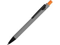 Ручка металлическая soft-touch шариковая «Snap», цвет: серый, оранжевый