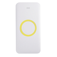 Универсальный аккумулятор с функцией беспроводной зарядки SATURN,белый с желтым,15х7,3х1,2см, белый, желтый Универсальный аккумулятор с функцией беспроводной зарядки SATURN,белый с желтым,15х7,3х1,2см, белый, желтый