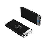 Внешний аккумулятор Wolfrock с беспроводной зарядкой soft-touch покрытием, Черный