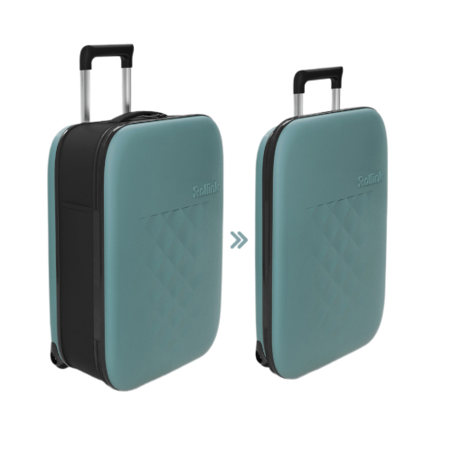 Чемодан складной Rollink Vega II 55x40x20 см, 2 колеса, бирюзовый