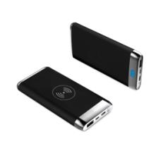 Внешний аккумулятор Wolfrock с беспроводной зарядкой soft-touch покрытием, Черный