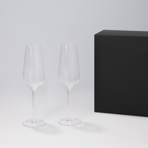 Подарочный набор 2 бокала для шампанского Бланш (Blanche) в черной коробке