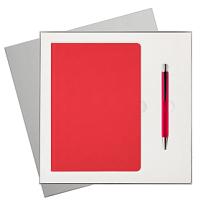 Подарочный набор Latte soft touch, красный (ежедневник, ручка) Подарочный набор Latte soft touch, красный (ежедневник, ручка)