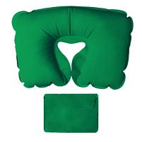 Подушка  надувная дорожная WAY в футляре; зеленый; 43,5х27,5 см; твил, зеленый