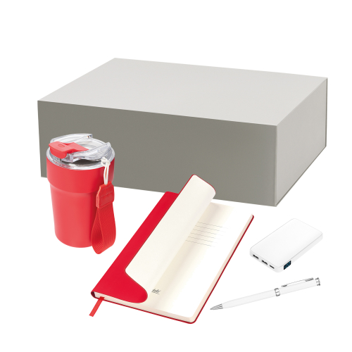 Подарочный набор Monaco, красный (термокружка, аккумулятор, ежедневник, ручка)