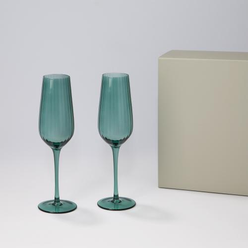 Подарочный набор 2 бокала для шампанского Капри (Capri) в серой коробке