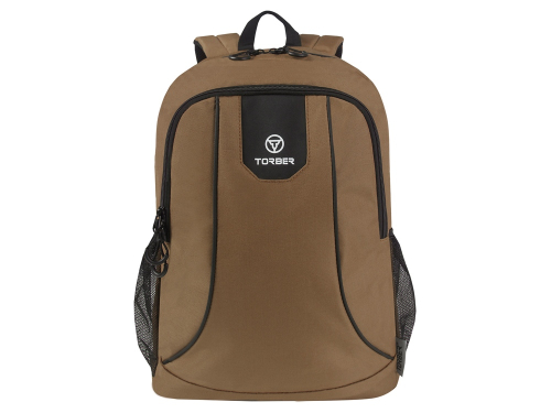 Рюкзак TORBER РАКЕТА с отделением для ноутбука 15,6, коричневый, полиэстер 600D, 46 х 30 x 13