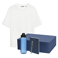Набор с одеждой RUST NEO (футболка, бутылка, ежедневник, ручка), белый/синий, M/L Набор с одеждой RUST NEO (футболка, бутылка, ежедневник, ручка), белый/синий, M/L