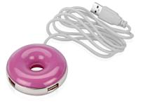 USB Hub «Пончик», цвет: розовый, серебристый