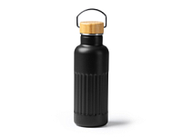Термобутылка NOBUK из переработанной нержавеющей стали , с бамбуковой крышкой, черный