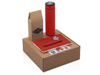 Подарочный набор с термосом, блокнотом, ручкой и чаем, красный Подарочный набор с термосом, блокнотом, ручкой и чаем, красный