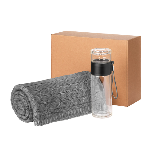 Подарочный набор Терсо (Terso), Фадо (Fado), серый (плед, термобутылка)