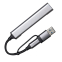 USB-хаб BRANCH 4 в 1, серый, алюминий, серый