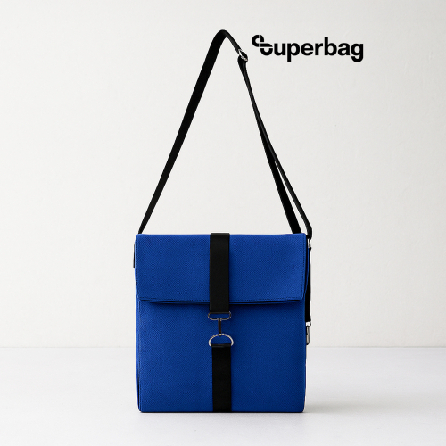 Шоппер Superbag Companion, с тремя отделениями, боковым креплением (карабин) и карманом (синий с черным)